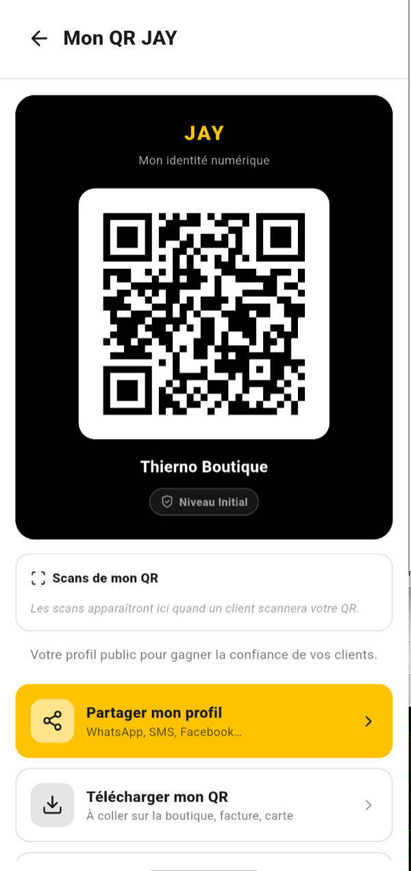 Une identité professionnelle dans un QR